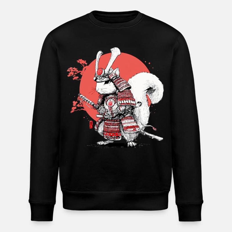 Eichhörnchen-Samurai im Roten Kreis - Stanley/Stella Unisex Bio-Sweatshirt ROLLER - Schwarz
