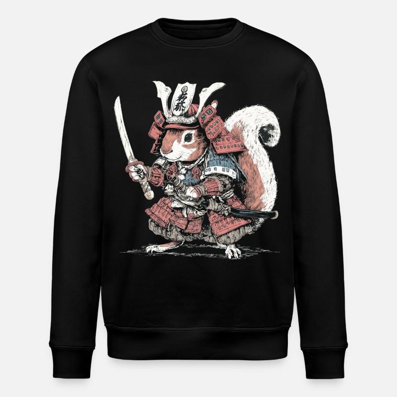 Eichhörnchen-Samurai-Rüstung - Stanley/Stella Unisex Bio-Sweatshirt ROLLER - Schwarz