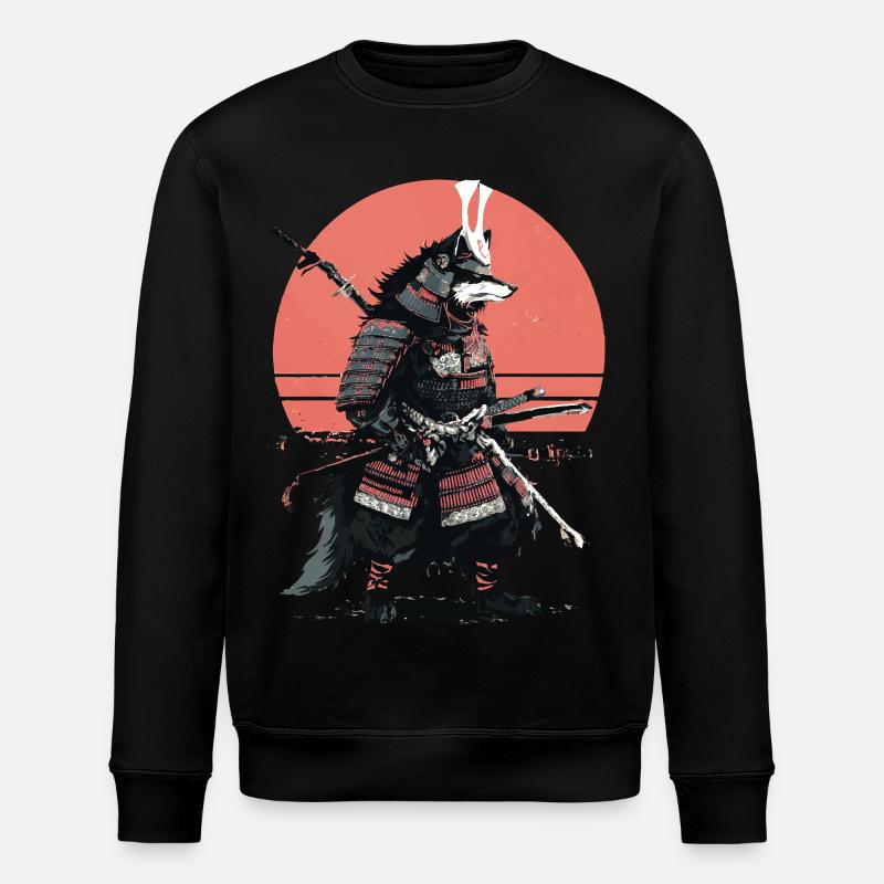 Wolf-Samurai der Morgendämmerung - Stanley/Stella Unisex Bio-Sweatshirt ROLLER - Schwarz
