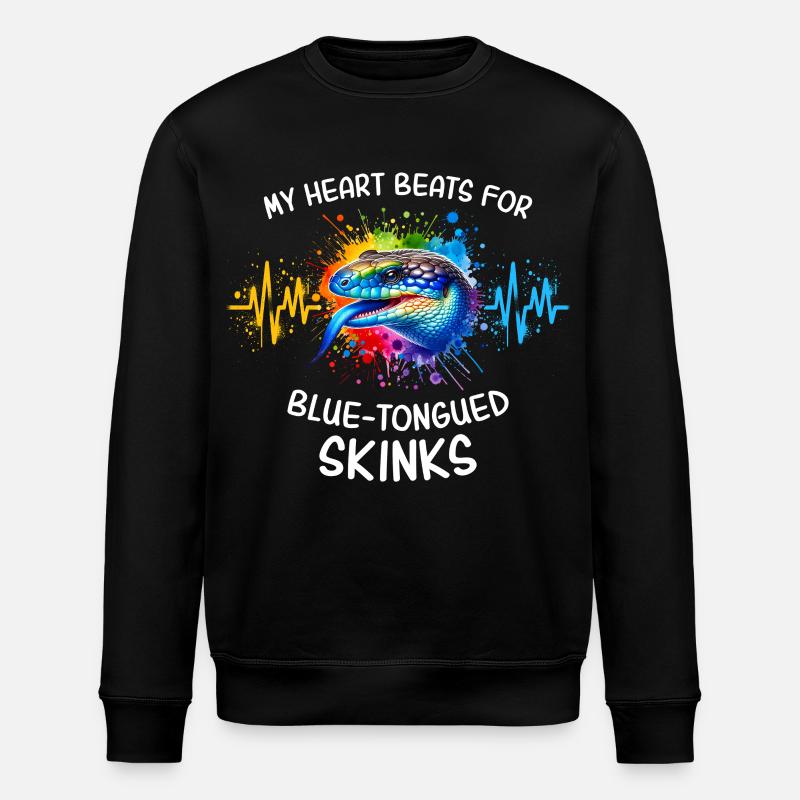 Blauzungenskink Herzlinie - Stanley/Stella Unisex Bio-Sweatshirt ROLLER - Schwarz