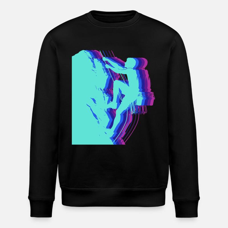 Glitch Art Climber Silhouette Modern - Stanley/Stella ROLLER Unisex Organic Sweatshirt - black