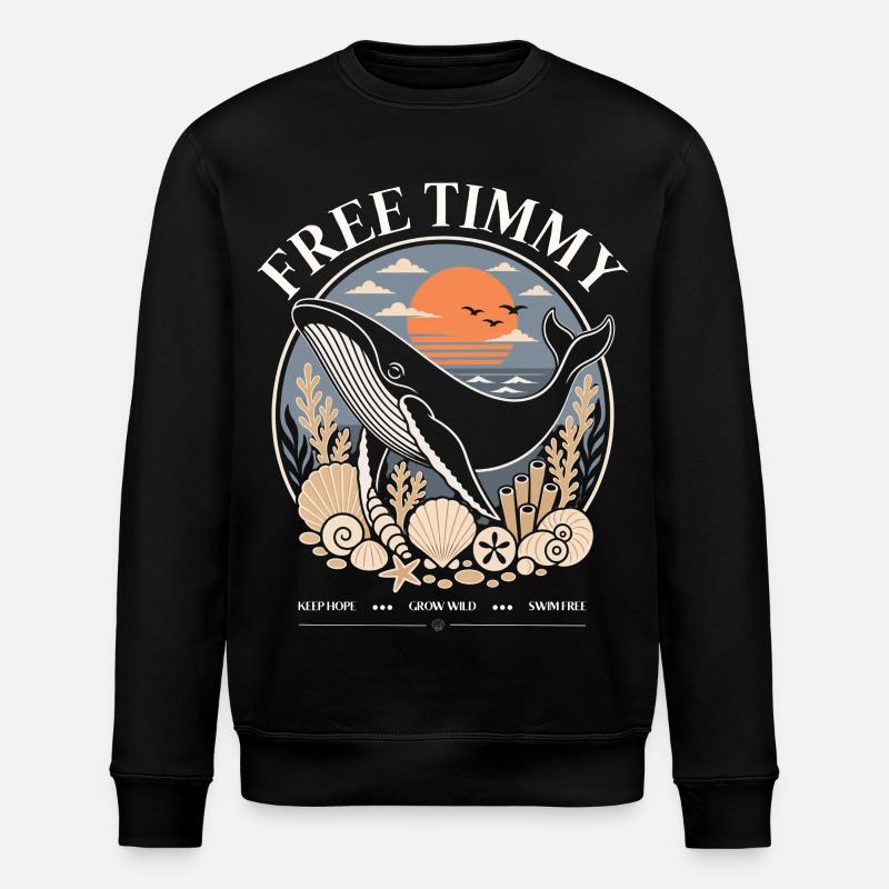 Buckelwal Timmy Hope Statement Merch - Stanley/Stella Unisex Bio-Sweatshirt ROLLER - Schwarz