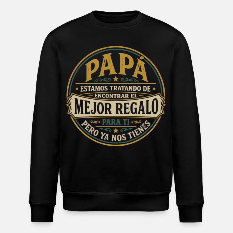 Papa Beste Geschenk Kinder Spanisch Design - Stanley/Stella Unisex Bio-Sweatshirt ROLLER - Schwarz