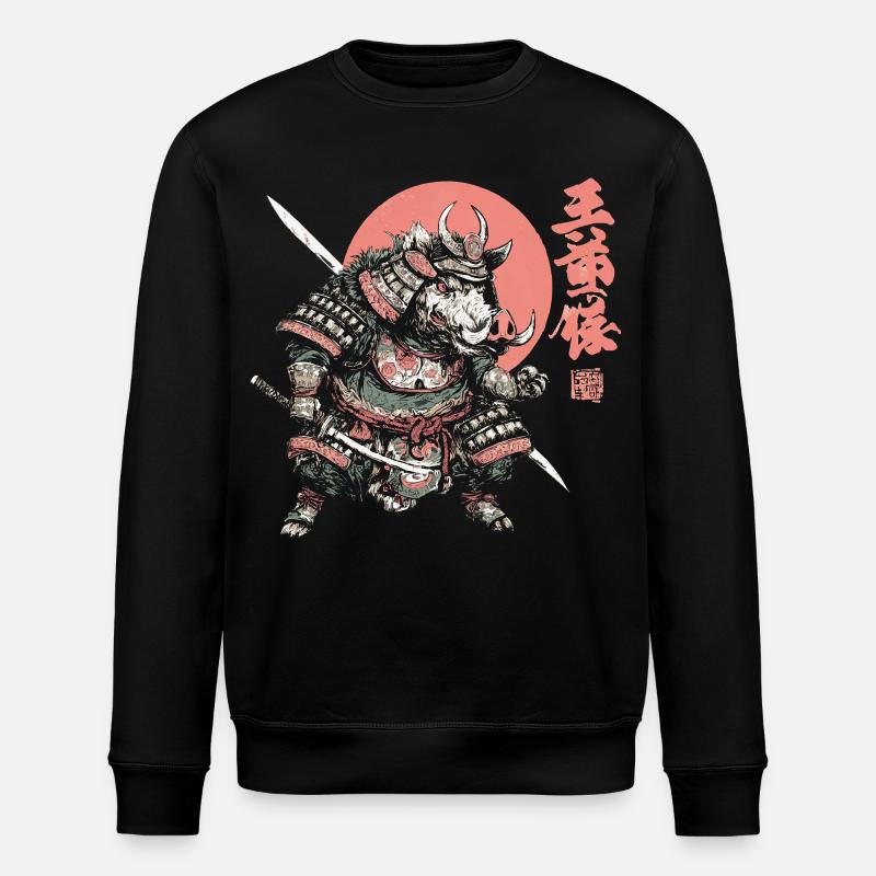 Boar Samurai under Crimson Sun - Stanley/Stella ROLLER Unisex Organic Sweatshirt - black