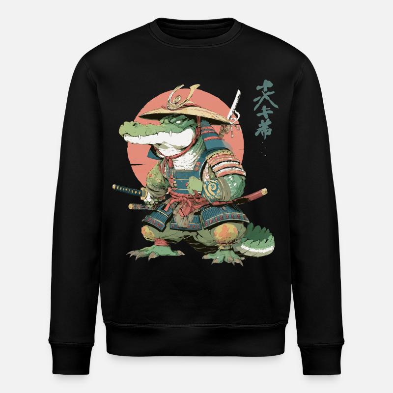 Samurai-Alligator in Sonnenuntergangsrüstung - Stanley/Stella Unisex Bio-Sweatshirt ROLLER - Schwarz