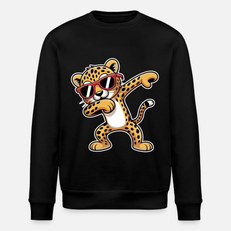 Leopard with sunglasses dance - Stanley/Stella ROLLER Unisex Organic Sweatshirt - black