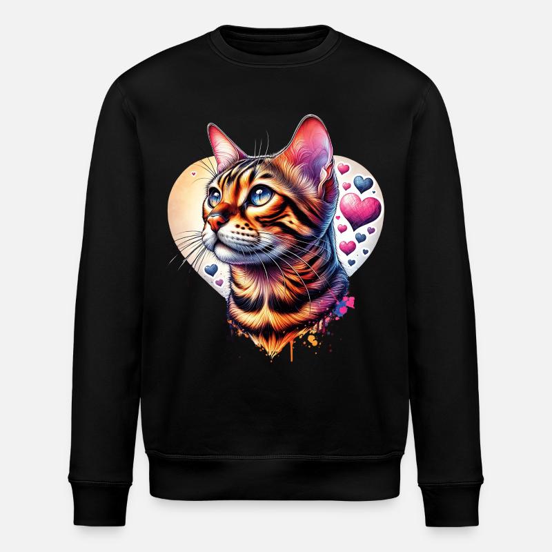 leopard cat - Stanley/Stella ROLLER Unisex Organic Sweatshirt - black
