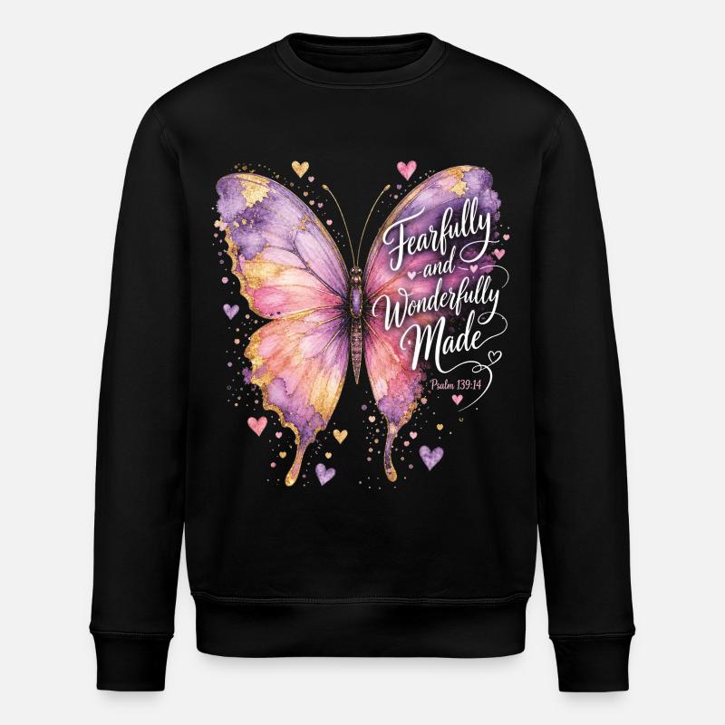 Wunderbar hergestellter christlicher Schmetterling - Stanley/Stella Unisex Bio-Sweatshirt ROLLER - Schwarz