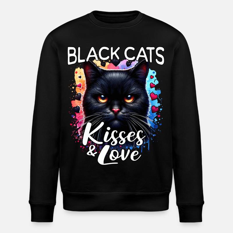 Schwarze Katze Liebe - Stanley/Stella Unisex Bio-Sweatshirt ROLLER - Schwarz