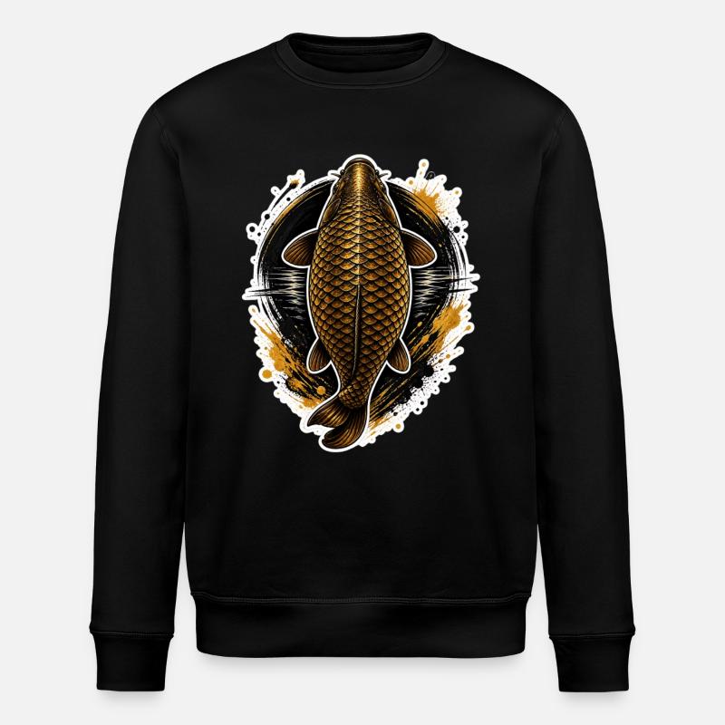 Golden Carp Top View Premium-Angeldesign - Stanley/Stella Unisex Bio-Sweatshirt ROLLER - Schwarz