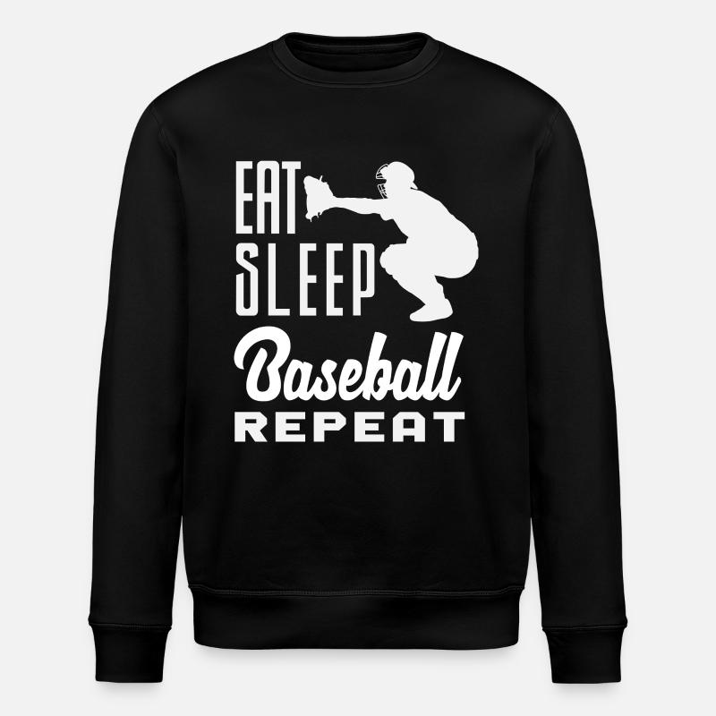 Eat Sleep Baseball Repeat Catcher - Stanley/Stella ROLLER Unisex Organic Sweatshirt - black