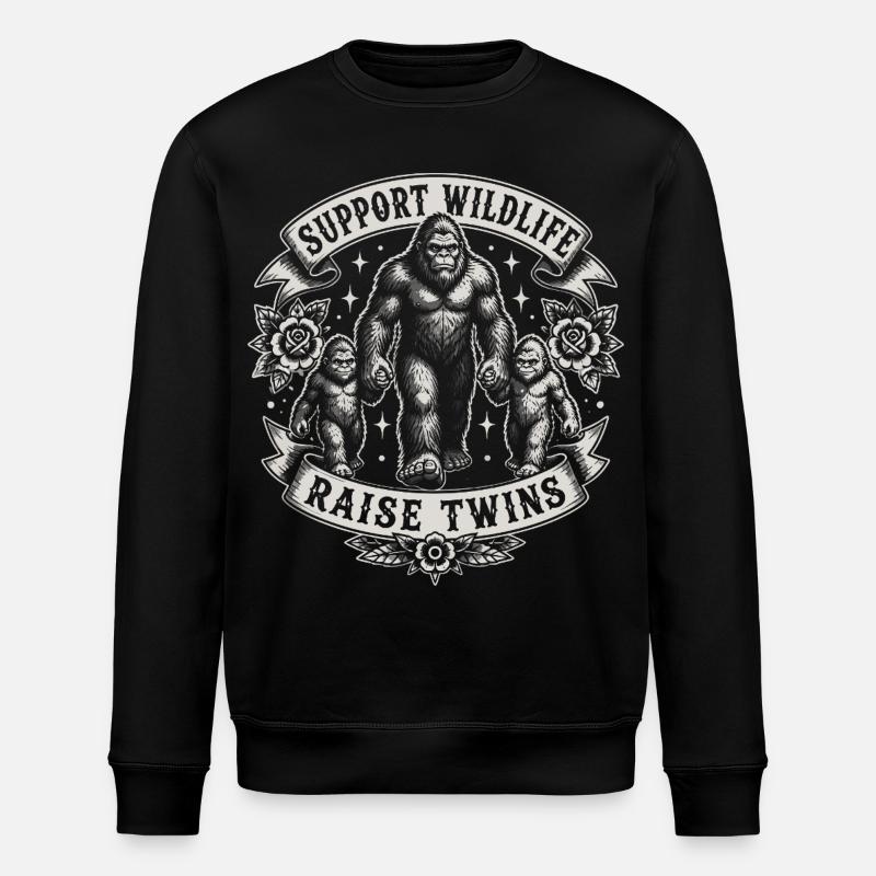 Support Wildlife: Raise Twins - Stanley/Stella ROLLER Unisex Organic Sweatshirt - black