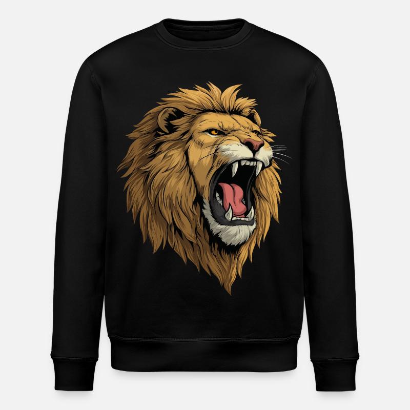 Lion's head roaring - Stanley/Stella ROLLER Unisex Organic Sweatshirt - black