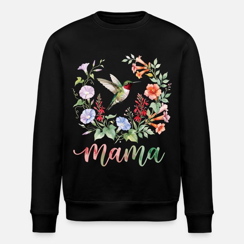 Ruby Throated Hummingbird Mama Mom - Stanley/Stella ROLLER Unisex Organic Sweatshirt - black