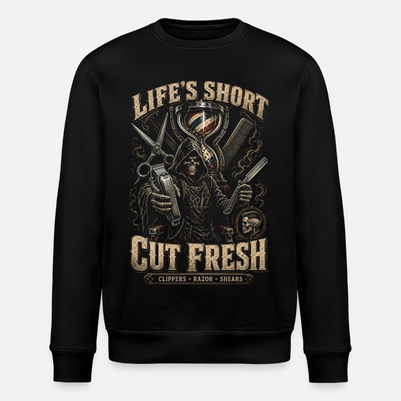 Barber Barbier Cut Fresh - Stanley/Stella ROLLER Unisex Organic Sweatshirt - black