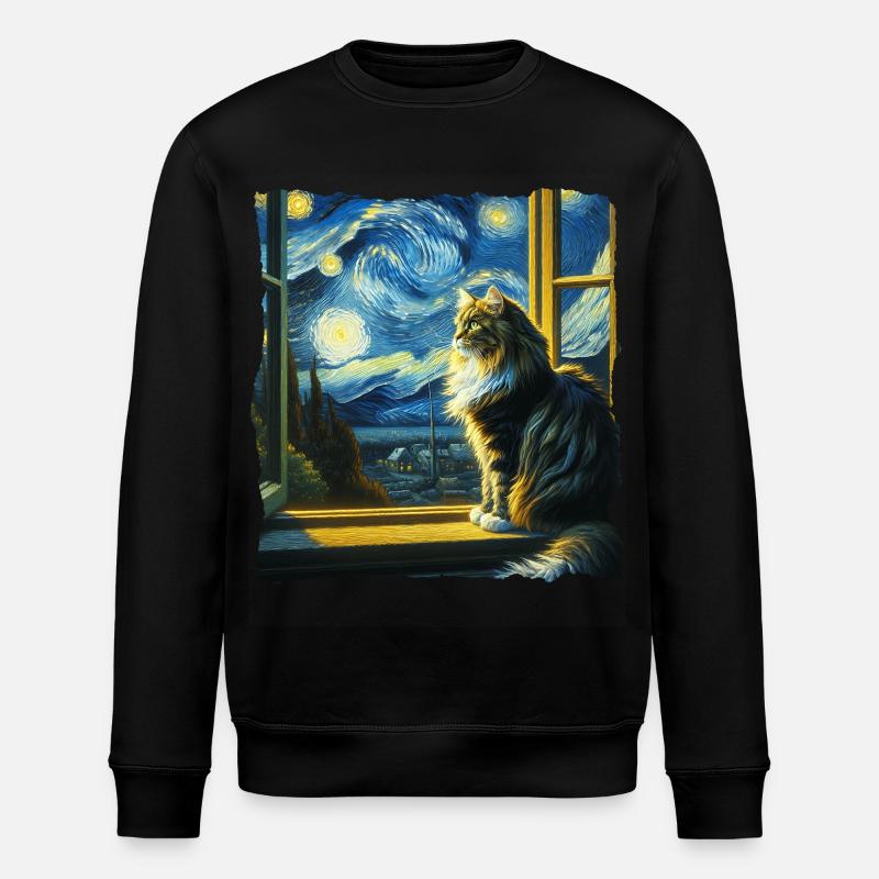 Maine Coon Starry Night - Stanley/Stella ROLLER Unisex Organic Sweatshirt - black
