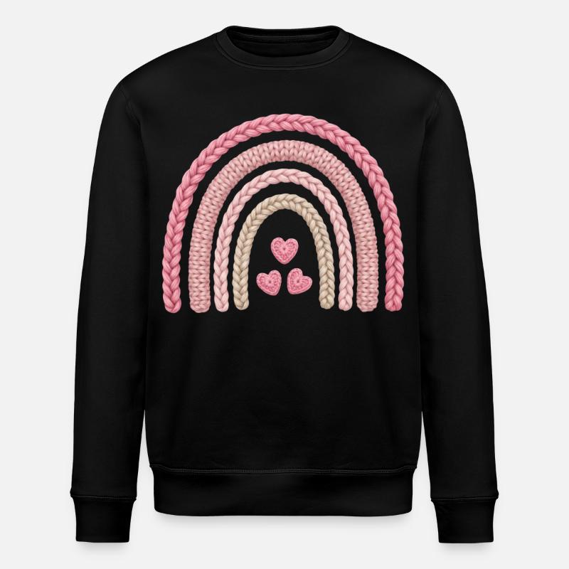 Regenbogen Rosa Strickmuster - Stanley/Stella Unisex Bio-Sweatshirt ROLLER - Schwarz
