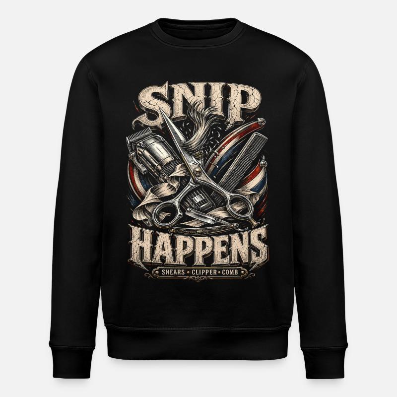 Barber Barbier Snip Happens - Stanley/Stella ROLLER Unisex Organic Sweatshirt - black