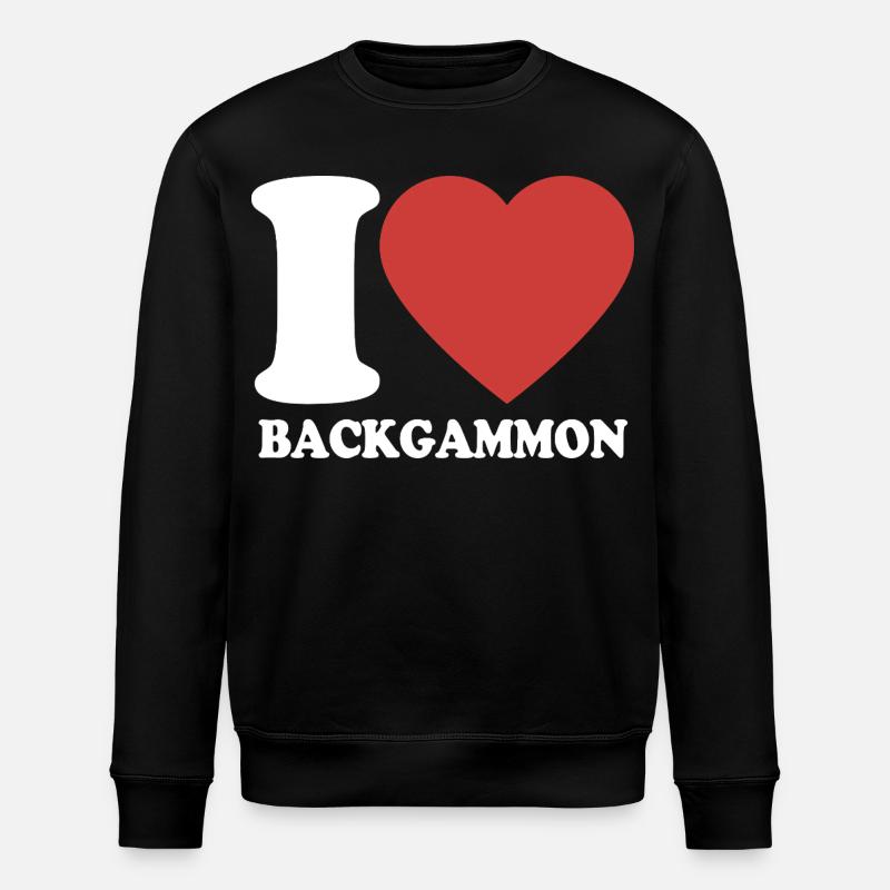 I love Backgammon | Brettspiel | Geschenk - Stanley/Stella Unisex Bio-Sweatshirt ROLLER - Schwarz
