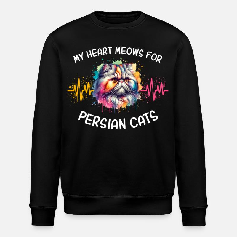 Ligne du cœur du chat perse - Sweat bio ROLLER Stanley/Stella Unisexe - noir