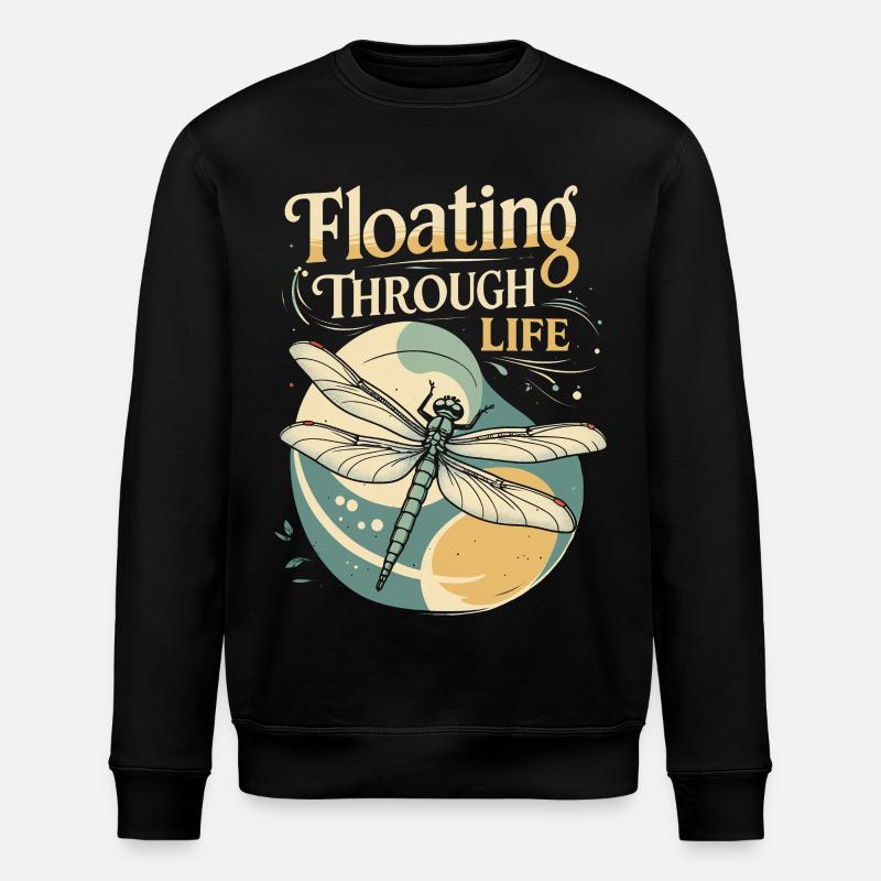Libelle Libellen Floating Through Life - Stanley/Stella Unisex Bio-Sweatshirt ROLLER - Schwarz