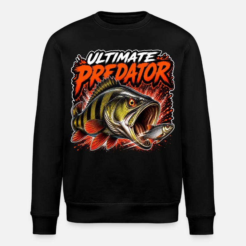 Ultimate Predator Perch Fishing - Stanley/Stella ROLLER Unisex Organic Sweatshirt - black