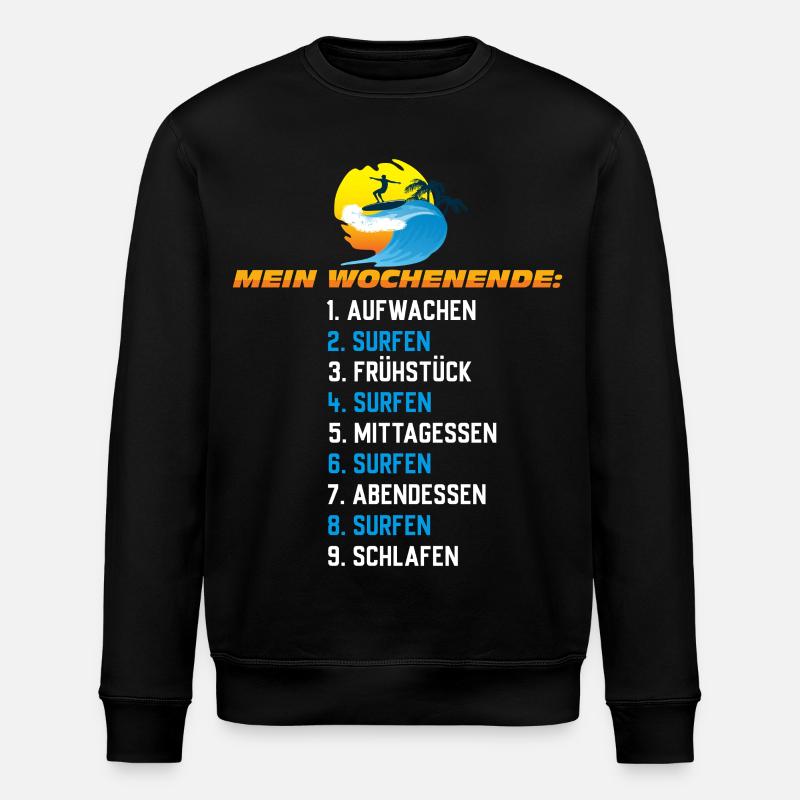 Mein Surf-Wochenende – Surf Schedule - Stanley/Stella Unisex Bio-Sweatshirt ROLLER - Schwarz