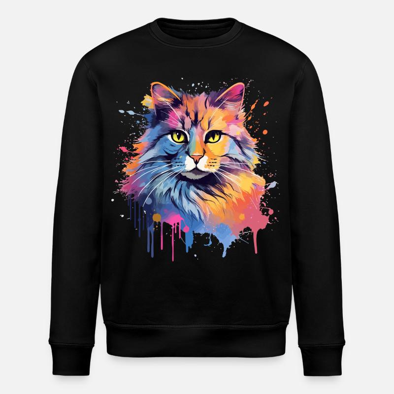 American Bobtail Cat Face - Stanley/Stella ROLLER Unisex Organic Sweatshirt - black