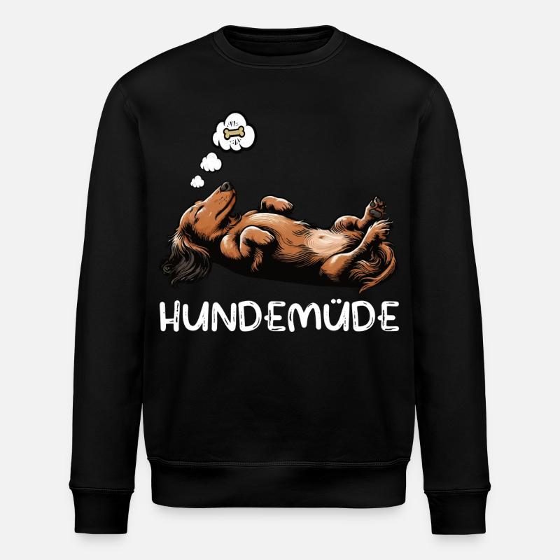 Hundemüde Langhaardackel Dackel Dackelhalter - Stanley/Stella Unisex Bio-Sweatshirt ROLLER - Schwarz