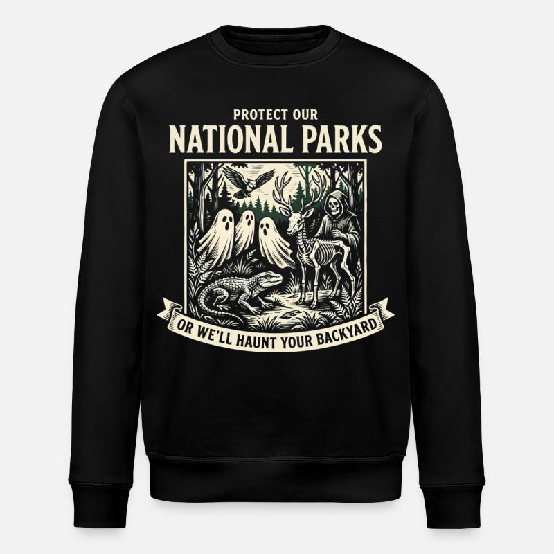 National Parks Ghost Sanctuary - Stanley/Stella ROLLER Unisex Organic Sweatshirt - black