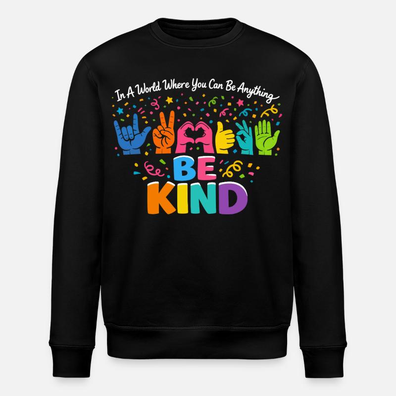 Sei freundlich Gebärdensprache inklusiv - Stanley/Stella Unisex Bio-Sweatshirt ROLLER - Schwarz