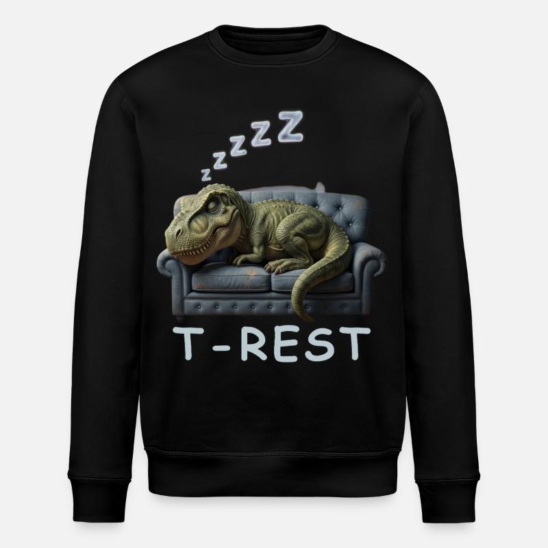 T-Rest Dino on Sofa - Stanley/Stella ROLLER Unisex Organic Sweatshirt - black