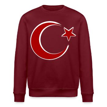 Roter Mond-Stern Motiv Türkei - Stanley/Stella Unisex Bio-Sweatshirt ROLLER - Burgunderrot - Vorne - Nik (191cm)