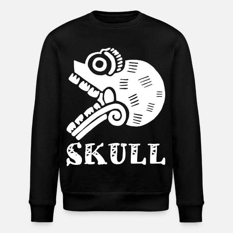 Tribal Skull (White) - Stanley/Stella ROLLER Unisex Organic Sweatshirt - black