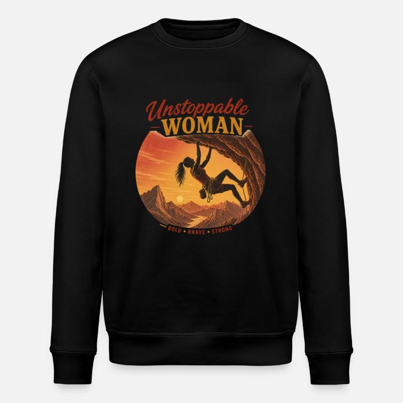 Unstoppable Climber – Brave & Strong - Stanley/Stella ROLLER Unisex Organic Sweatshirt - black
