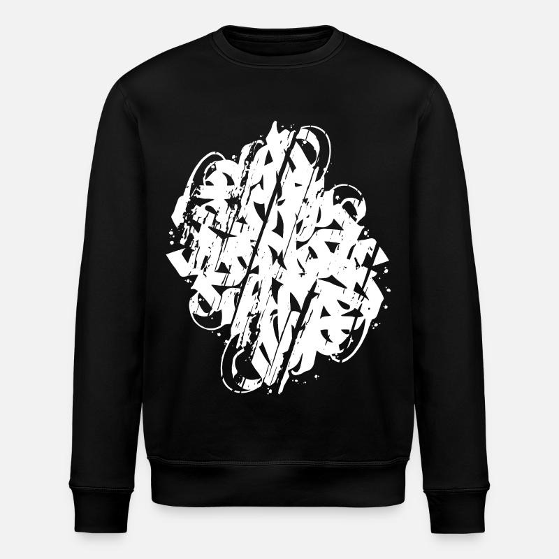 DIRTY ABSTRACT CALLIGRAPHY SHAPE - Stanley/Stella ROLLER Unisex Organic Sweatshirt - black
