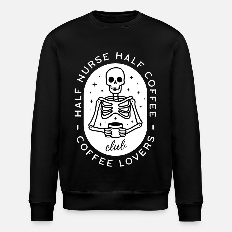Krankenschwester Kaffee pflegt dunklen Humor-Skelett - Stanley/Stella Unisex Bio-Sweatshirt ROLLER - Schwarz