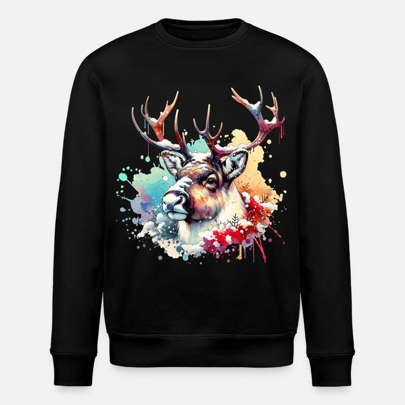 Reindeer Gift - Stanley/Stella ROLLER Unisex Organic Sweatshirt - black