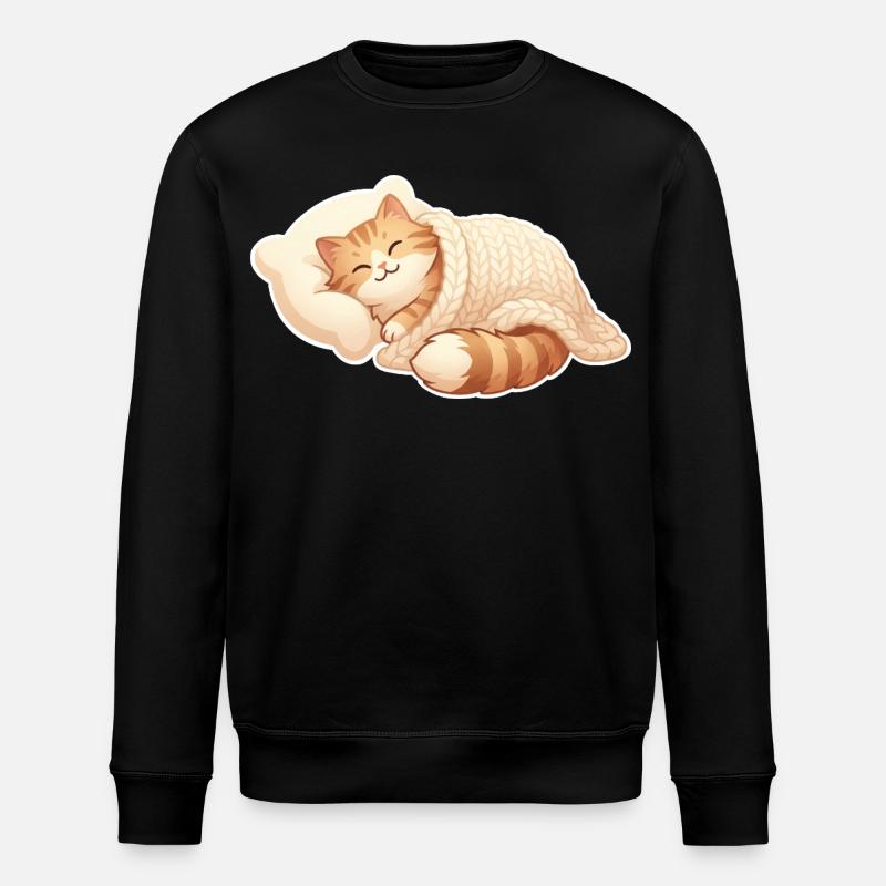 Katze Schlafen - Stanley/Stella Unisex Bio-Sweatshirt ROLLER - Schwarz