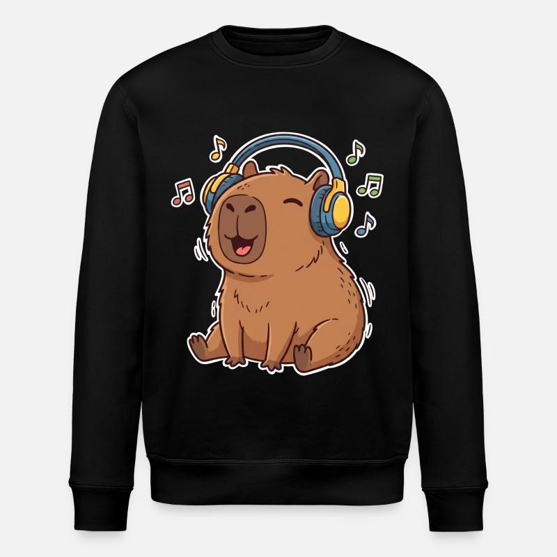 Capybara Music Singing - Stanley/Stella ROLLER Unisex Organic Sweatshirt - black