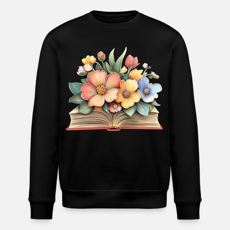 Book with flowers - Stanley/Stella ROLLER Unisex Organic Sweatshirt - black