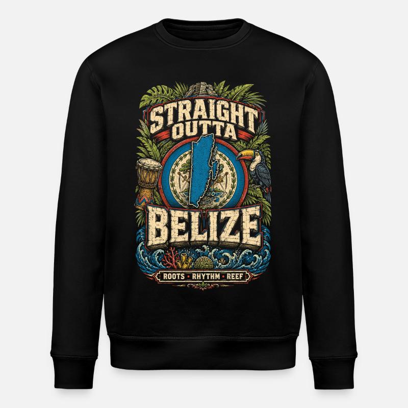Straight Outta Belize Belizean Root - Stanley/Stella ROLLER Unisex Organic Sweatshirt - black