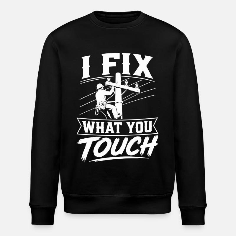 Elektriker Papa Kabel Strom Leitung Motiv - Stanley/Stella Unisex Bio-Sweatshirt ROLLER - Schwarz
