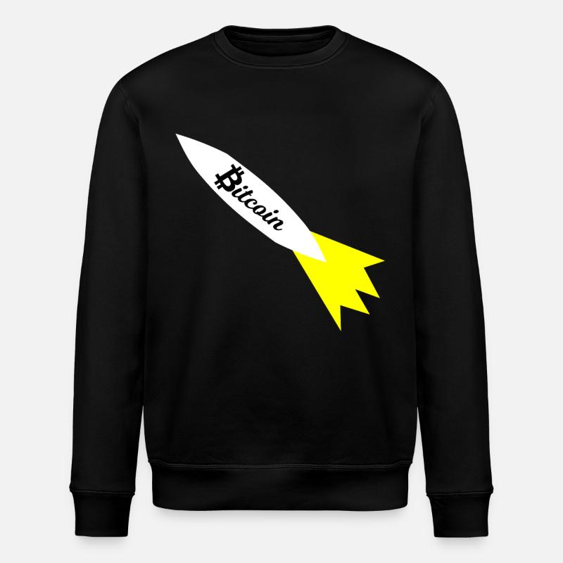 Bitcoin Rakete Druck - Stanley/Stella Unisex Bio-Sweatshirt ROLLER - Schwarz