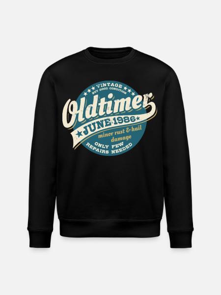 Oldtimer June 1986 | Birthday Gift - Stanley/Stella ROLLER Unisex Organic Sweatshirt - black