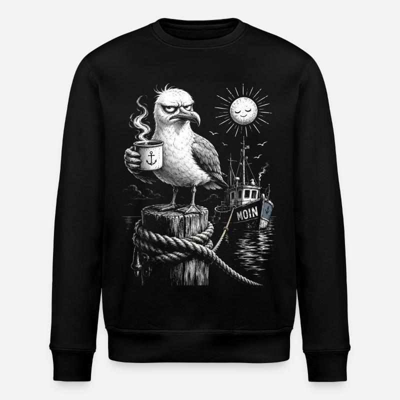 MOIN – Grummeliges Möwe mit Kaffee - Sweat bio ROLLER Stanley/Stella Unisexe - noir