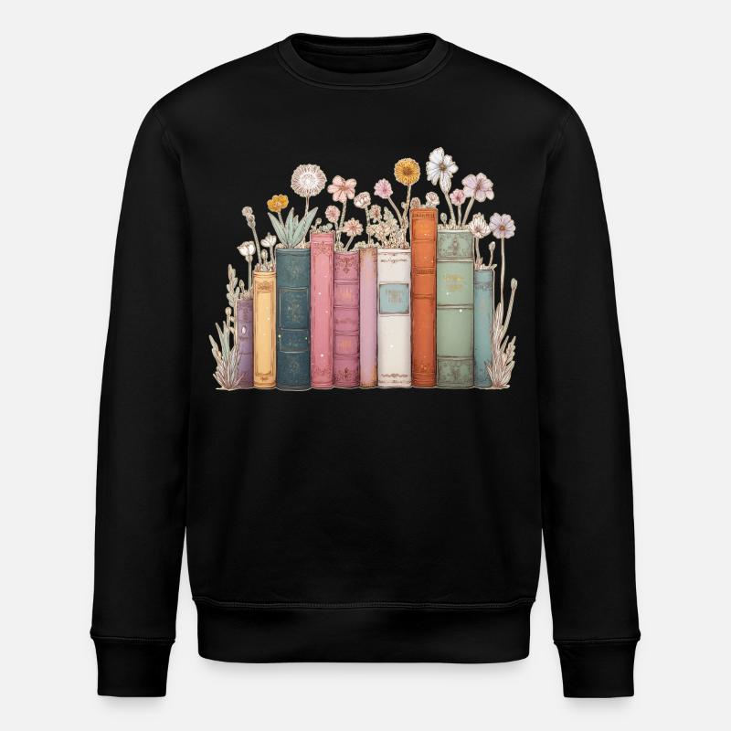 Livres avec des fleurs - Sweat bio ROLLER Stanley/Stella Unisexe - noir