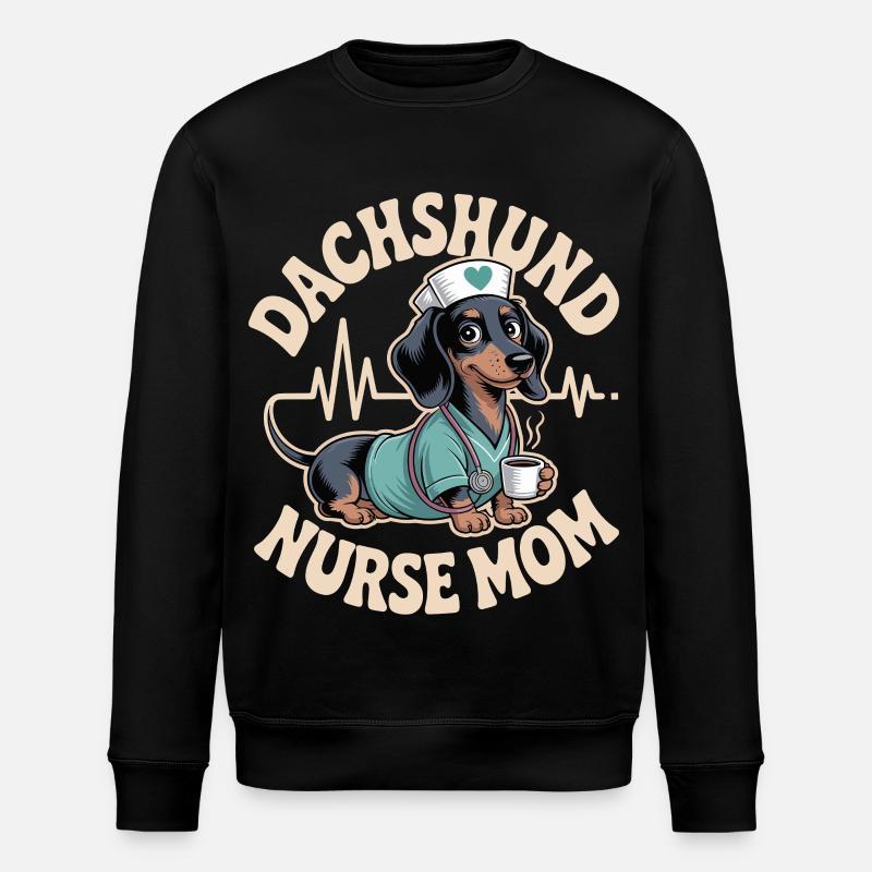 Dachshund Nurse Mom - Stanley/Stella ROLLER Unisex Organic Sweatshirt - black