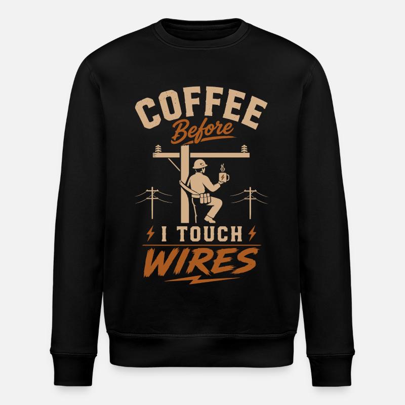 Kaffee Bevor Ich Kabel Anfasse - Stanley/Stella Unisex Bio-Sweatshirt ROLLER - Schwarz