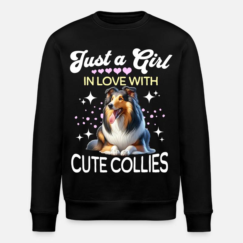 Langhaar Collie Mädchen - Stanley/Stella Unisex Bio-Sweatshirt ROLLER - Schwarz